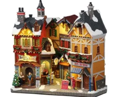 25869 - Alpine Winter Shops, Battery-Operated (4.5-Volt) - Lemax Christmas Village Facades