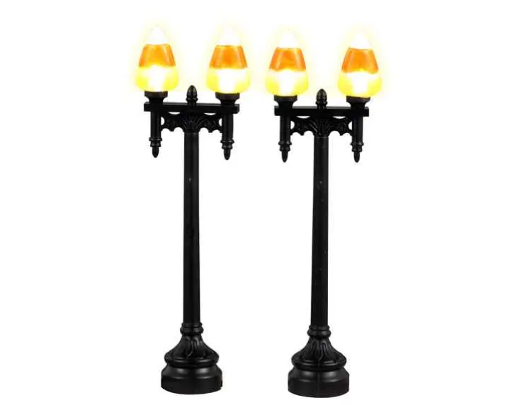 34071 - Candy Corn Street Light, Set Of 2, Battery-Operated (4.5-Volt) - Lemax Spooky Town Accessories