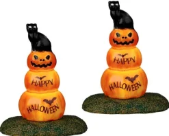 24939 - Cat And Pumpkin, Set Of 2, Battery-Operated (4.5-Volt) - Lemax Spooky Town Halloween Village Accessories