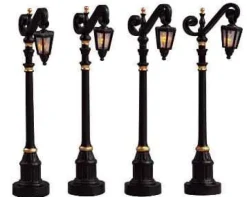 54313 - Colonial Street Lamp, Set Of 4 (4.5V) - Lemax Christmas Village Misc. Accessories