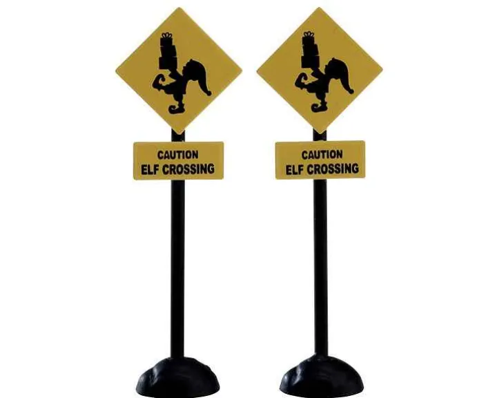 74238 - Elf Crossing Sign, Set Of 2 - Lemax Misc. Accessories