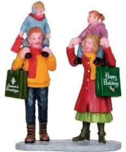 22022 - Family Xmas Shopping - Lemax Christmas Village Figurines