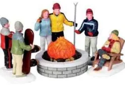 04223 - Fire Pit, Set Of 5, B/O (4.5V) - Lemax Christmas Village Table Pieces