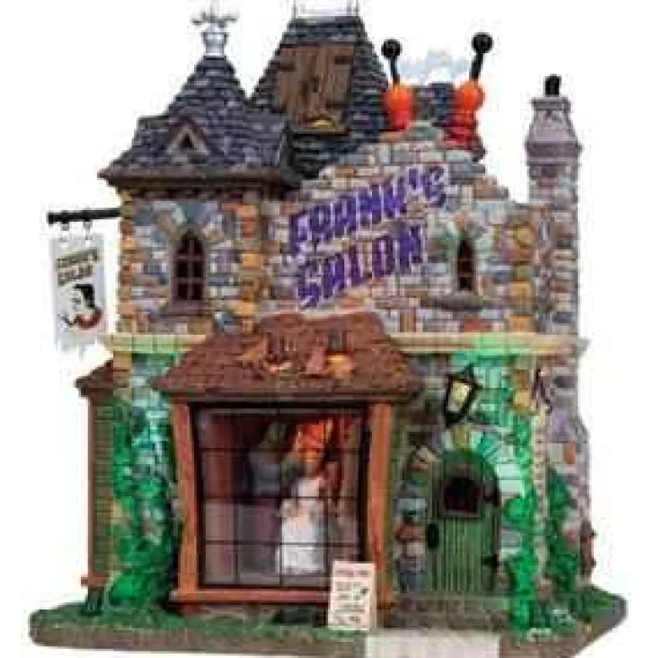 85662 - Frank's Salon, With 4.5-Volt Adaptor - Lemax Spooky Town Halloween Village Houses & Buildings