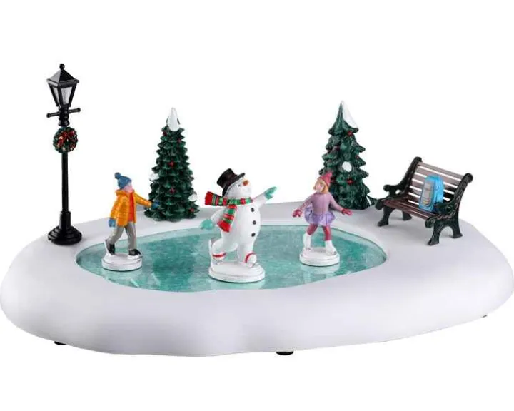 24951 - Frosty Goes Ice Skating, Battery-Operated (4.5-Volt) - Lemax Christmas Village Table Pieces
