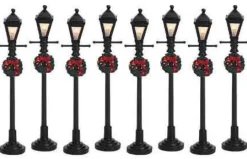 64500 - Gas Lantern Street Lamp, Set Of 8, Battery-Operated (4.5V) - Lemax Christmas Village Misc. Accessories