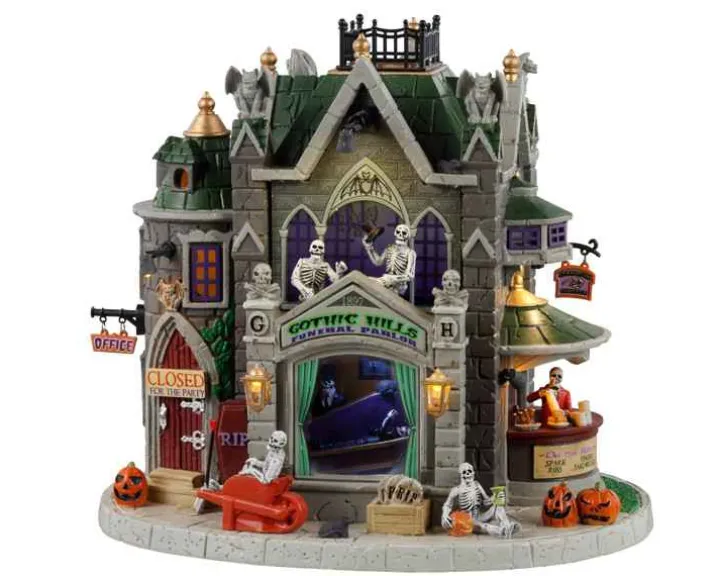 35002 - Gothic Hills Funeral Parlor, Battery-Operated (4.5-Volt) - Lemax Spooky Town Houses