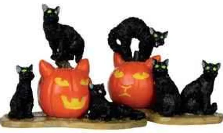 12883 - Halloween Cats, Set Of 2 - Lemax Spooky Town Halloween Village Figurines