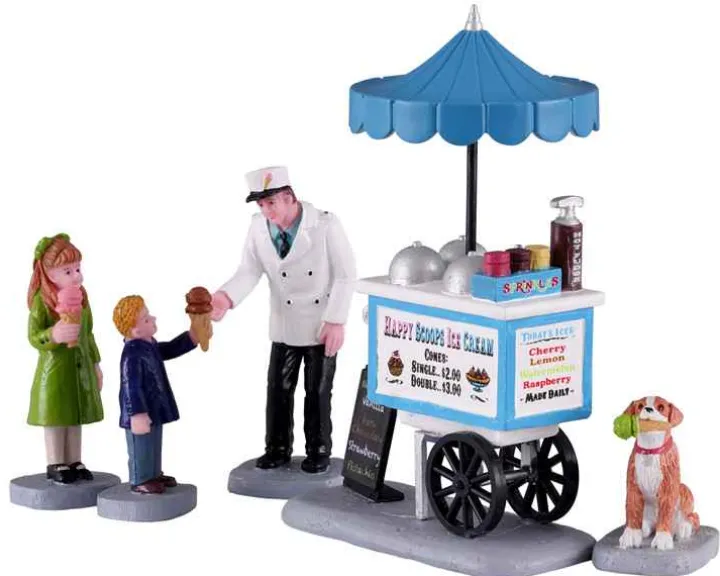 12037 - Happy Scoops Ice Cream Cart, Set Of 5 - Lemax Figurines