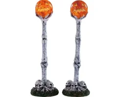 94490 - Lighted Lantern Bone Post, Set Of 2, Battery-Operated (4.5-Volt) - Lemax Spooky Town Accessories