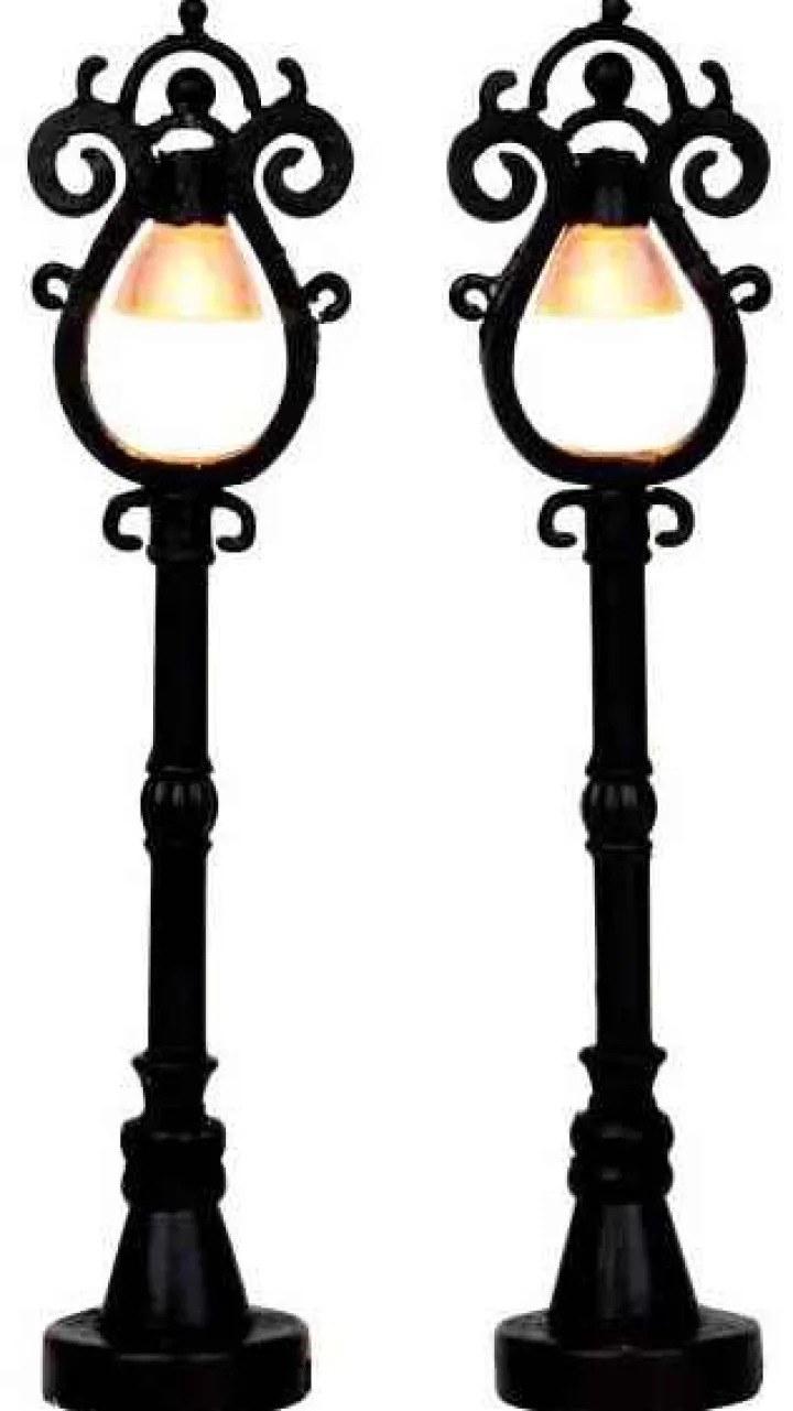 44757 - Parisian Street Lamps, Set Of 2, Battery-Operated (4.5V) - Lemax Christmas Village Misc. Accessories