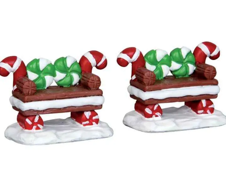 44812 - Peppermint Cookie Bench, Set Of 2 - Lemax Misc. Accessories