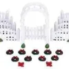 04233 - Plastic Arbor & Picket Fences With Decorations, Set Of 20 - Lemax Christmas Village Accessories