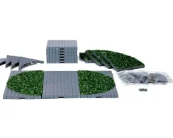 64108 - Plaza System (Grey, Round Grass) - 24 Pcs - Lemax Landscape