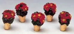 34970 - Poinsettias, Set Of 5 - Lemax Christmas Village Misc. Accessories