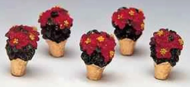 34970 - Poinsettias, Set Of 5 - Lemax Christmas Village Misc. Accessories