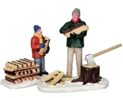 52323 - Stacking Firewood, Set Of 2 - Lemax Christmas Figurines