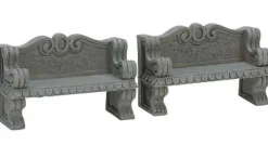 74612 - Stone Bench, Set Of 2 - Lemax Christmas Village Misc. Accessories