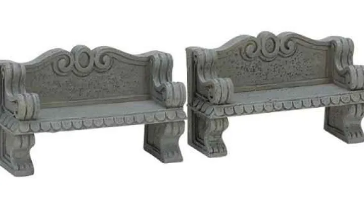 74612 - Stone Bench, Set Of 2 - Lemax Christmas Village Misc. Accessories