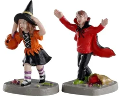 02903 - Terrified Trick-Or-Treaters, Set Of 2 - Lemax Spooky Town Figurines
