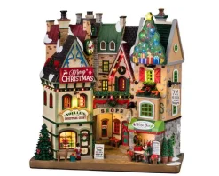 15804 - Tis The Season Shops, Battery-Operated (4.5-Volt) - Lemax Christmas Village Facades
