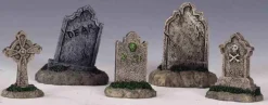 44145 - Tombstones, Set Of 5 - Lemax Spooky Town Halloween Village Accessories