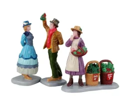 22116 - Under The Mistletoe, Set Of 3 - Lemax Christmas Village Figurines