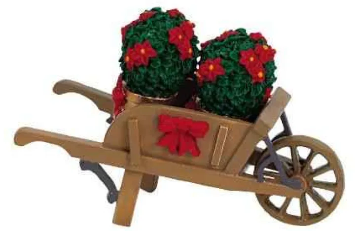 64479 - Wheelbarrow With Poinsettias - Lemax Christmas Village Misc. Accessories