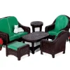 64077 - Wicker Lawn Set, Set Of 8 - Lemax Table Pieces