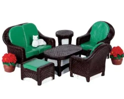 64077 - Wicker Lawn Set, Set Of 8 - Lemax Table Pieces