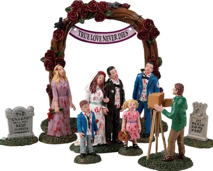 23587 - Zombie Wedding Party, Set Of 9 - Lemax Spooky Town Halloween Village Accessories